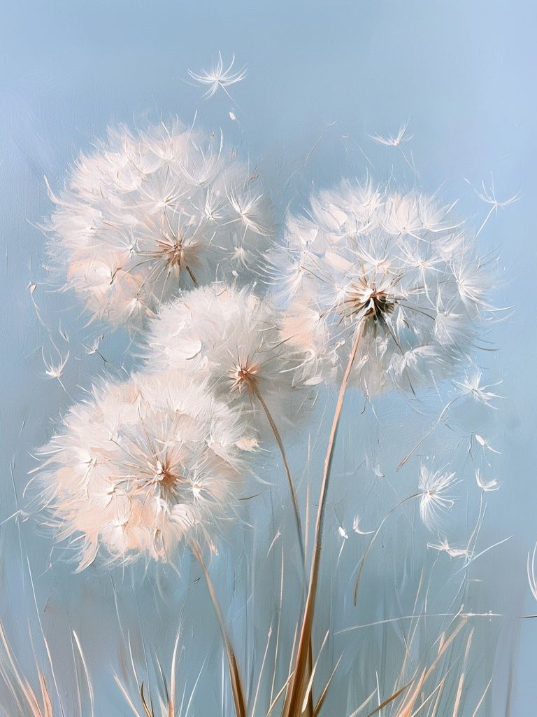 Dandelion Drift Botanical Print. poster detail