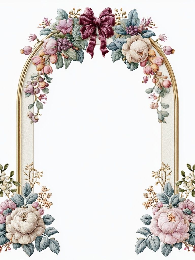 Floral Arch with Bow Print. poster detail