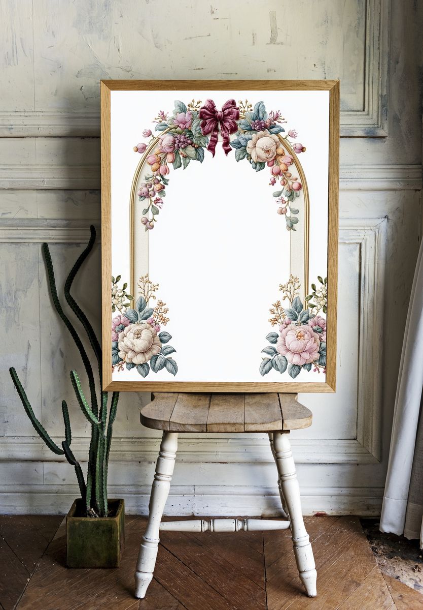 Floral Arch with Bow Print. room preview