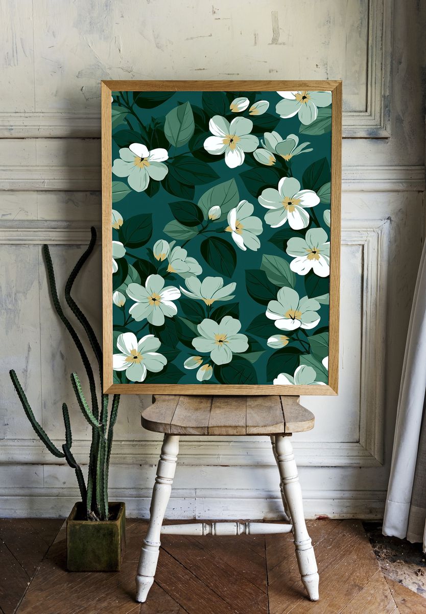 Tropical Floral Pattern Poster. — room view 1