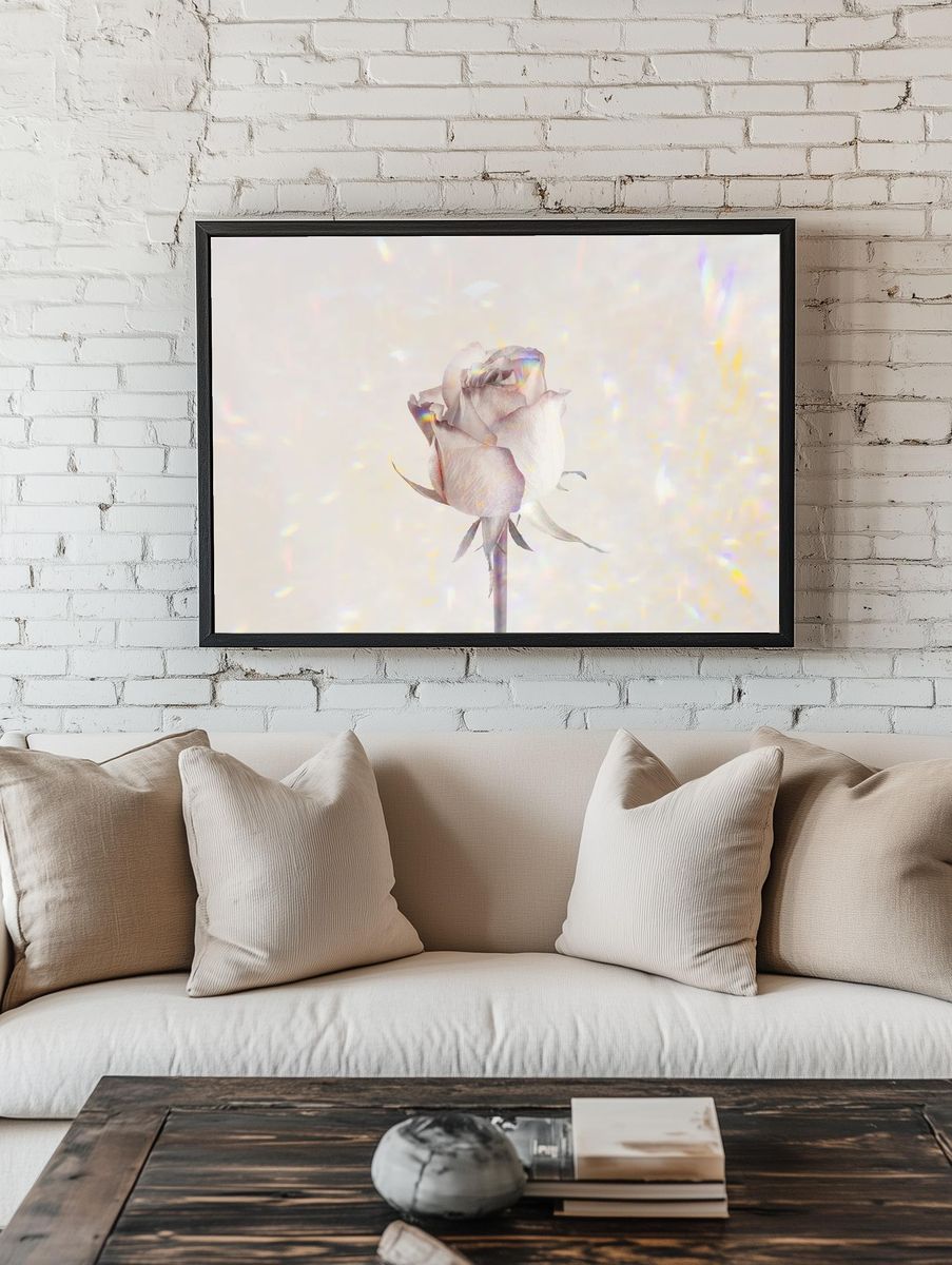Rose flower holographic background design. — room view 1