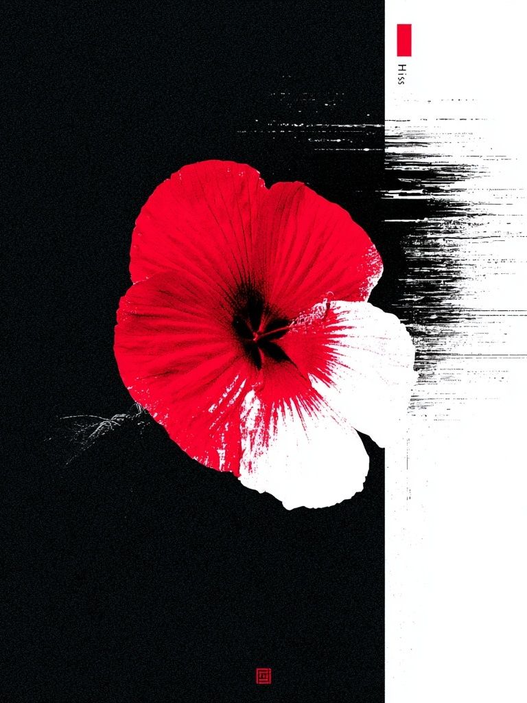 Red Hibiscus Ink Poster. poster detail