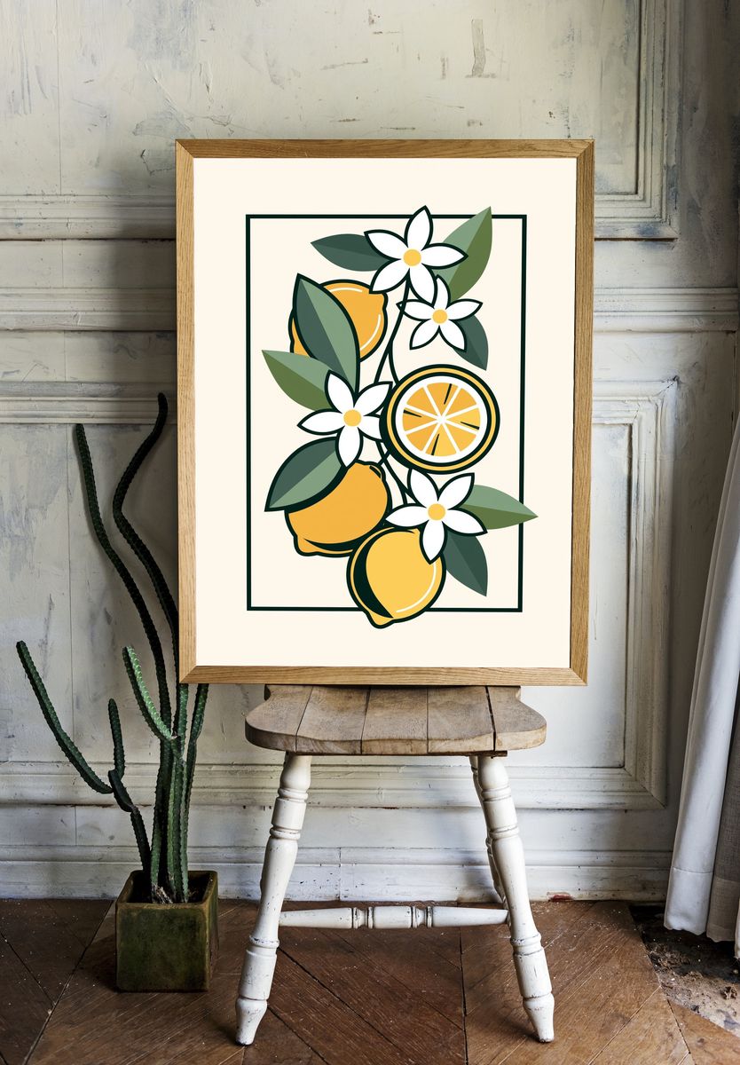 Lemon Blossom Botanical Print. — room view 1