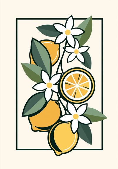 Lemon Blossom Botanical Print. poster