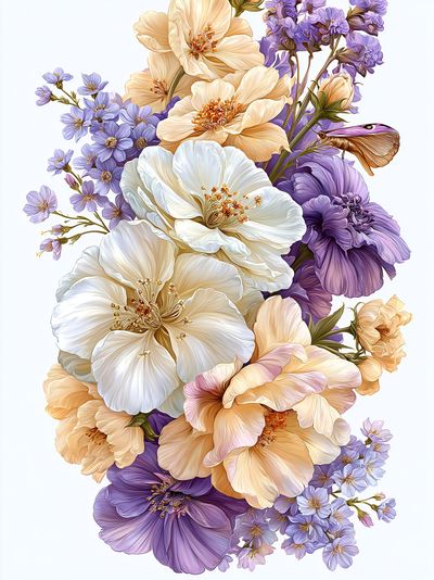 Pastel Floral Bouquet Illustration Poster. poster