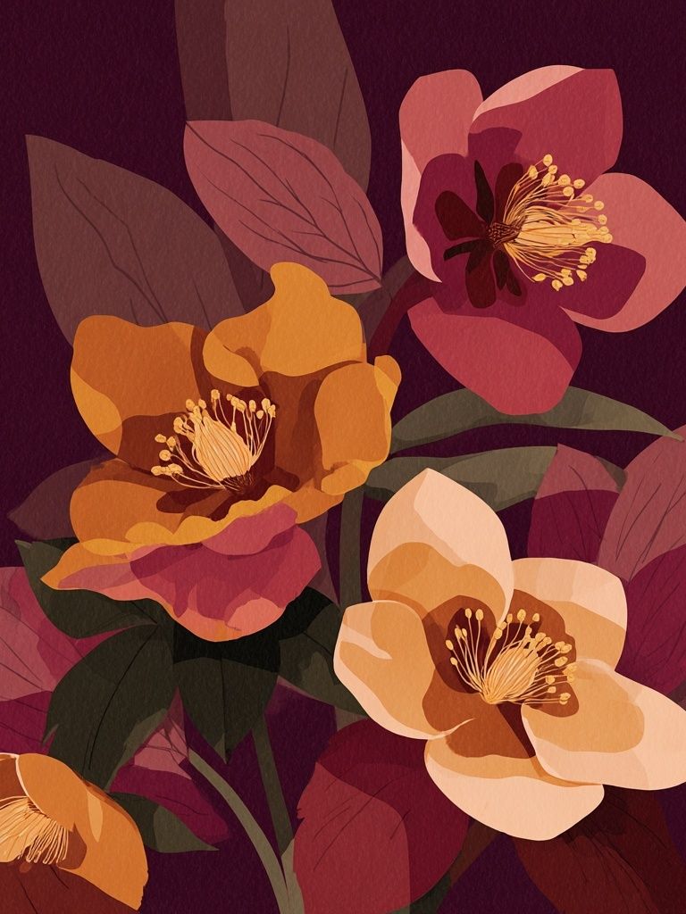 Autumn Floral Bouquet Print. poster — botanical art