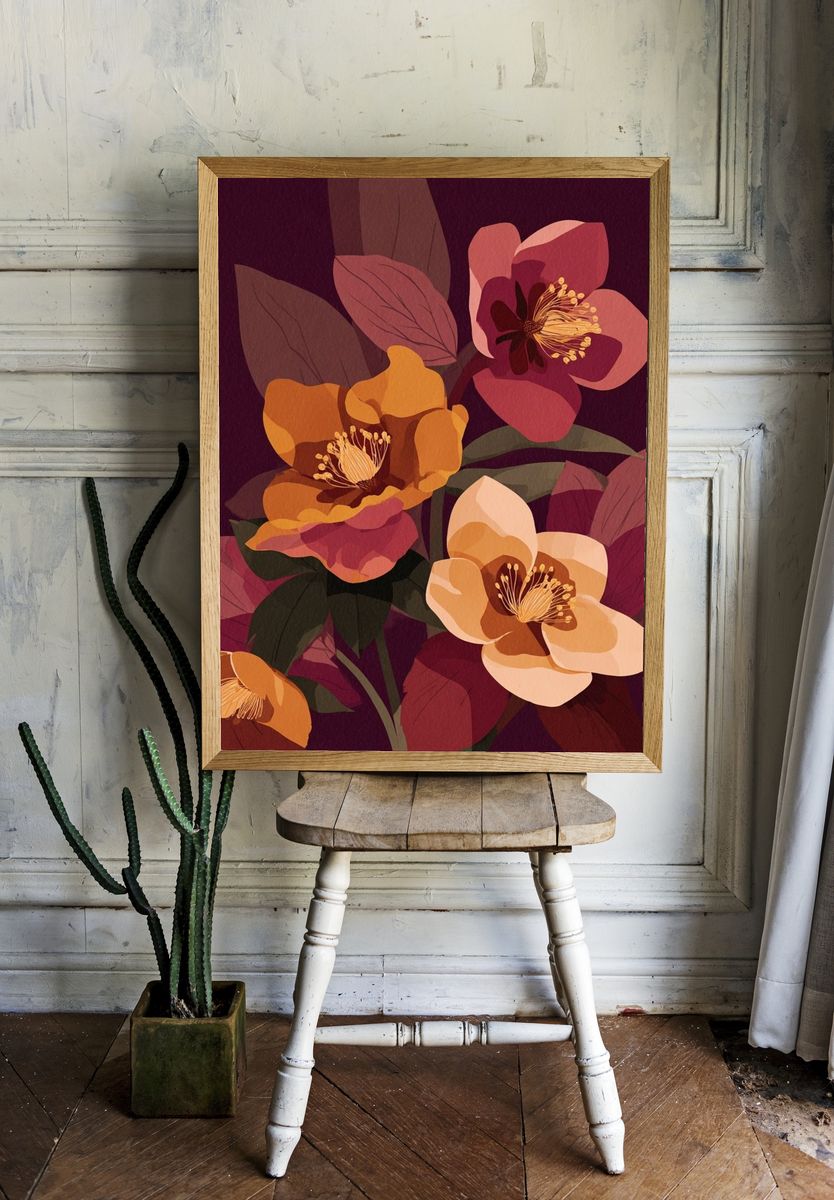 Autumn Floral Bouquet Print. — room view 1