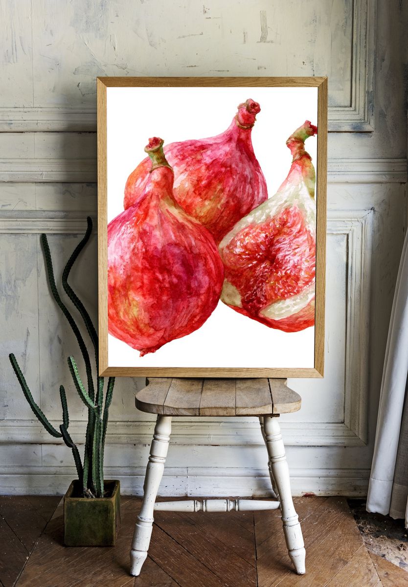 Watercolor Figs Botanical Poster. — room view 1