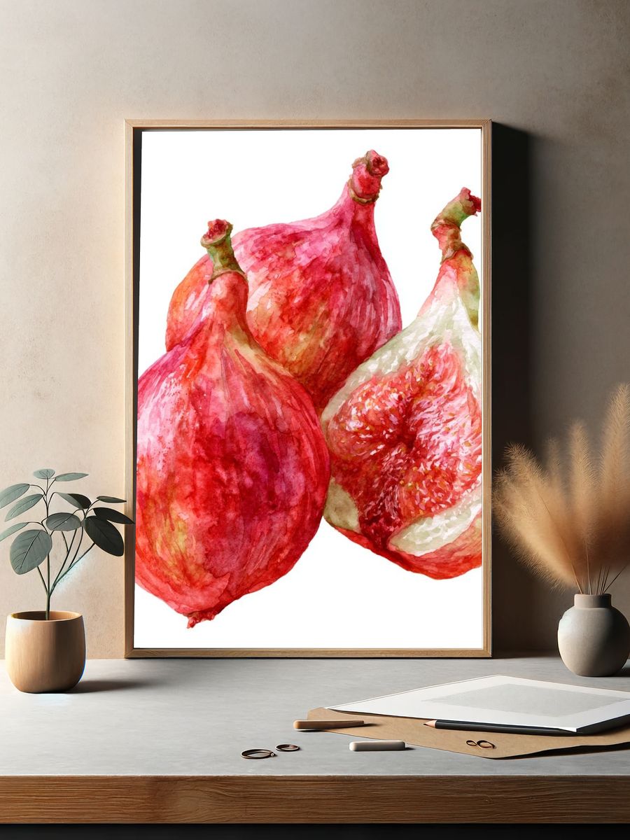 Watercolor Figs Botanical Poster. — room view 2