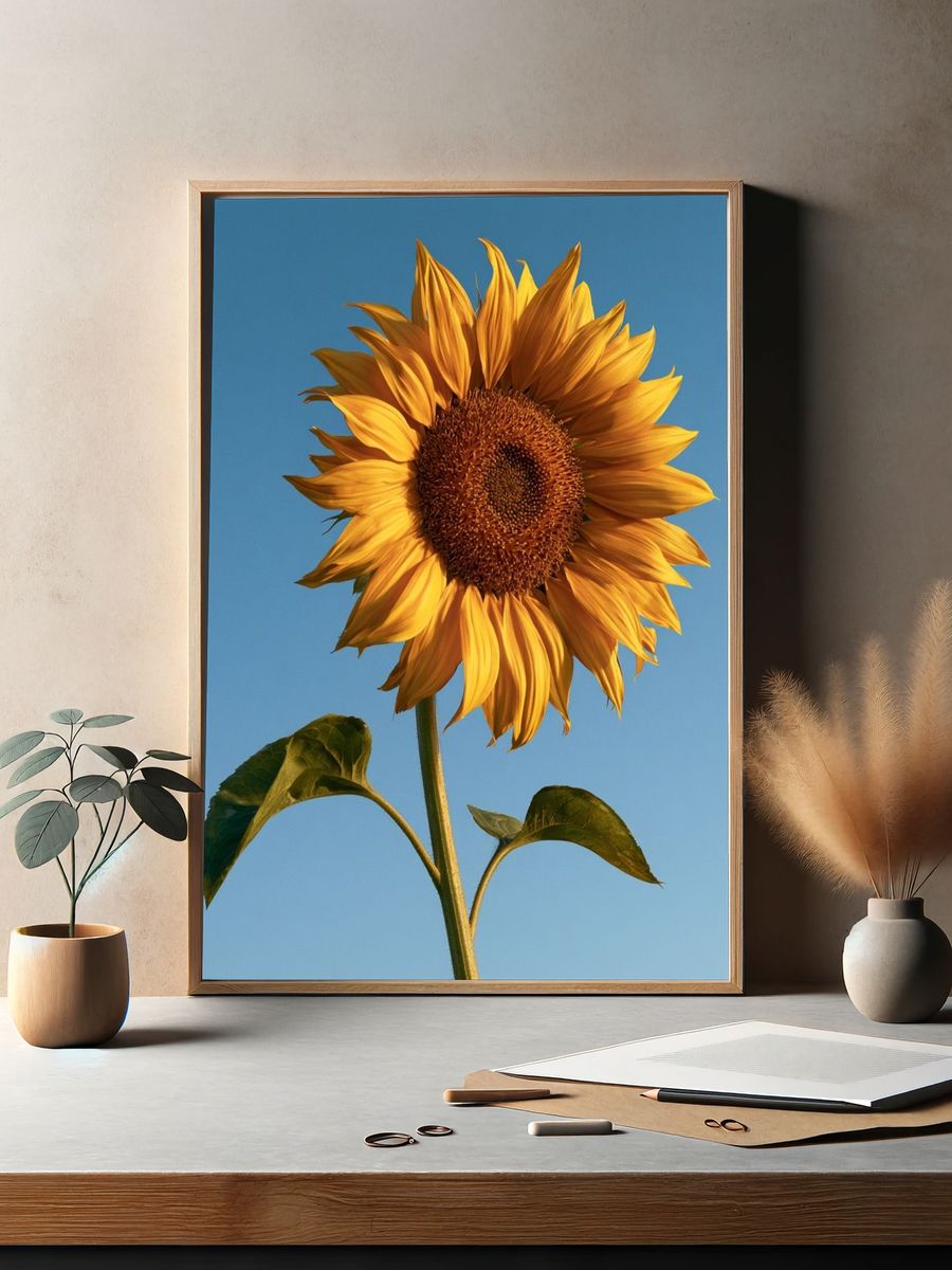 Sunlit Sunflower Botanical Print. — room view 2