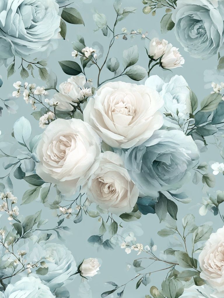 Blue Rose Floral Pattern Print. poster detail