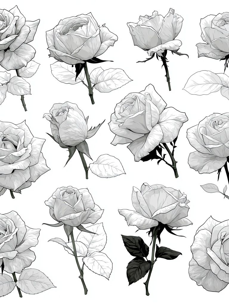 White Roses Botanical Print. poster detail
