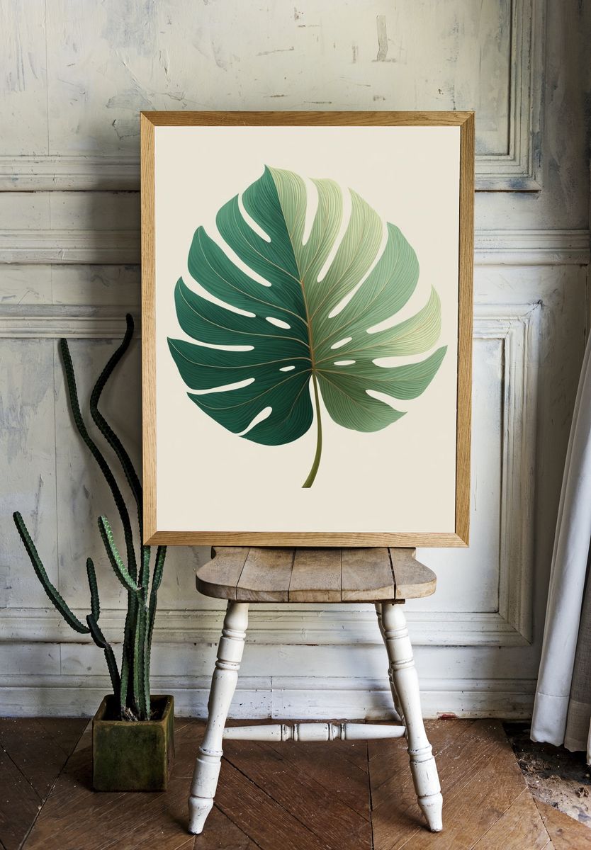 Monstera Leaf Botanical Print. — room view 1