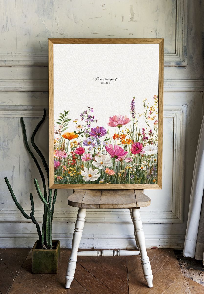 Wildflower Meadow Watercolor Print. — room view 1