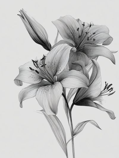 Lily Botanical Line Art Poster.