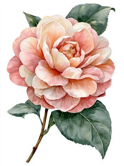 Pink Camellia Watercolor Poster. poster print