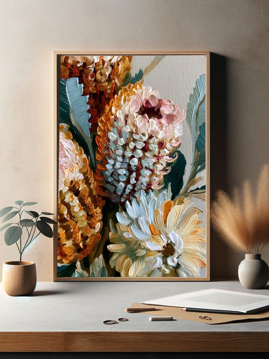 Textured Floral Bouquet Print. — room view 2
