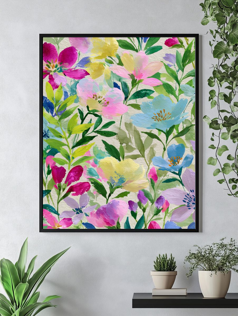 Pastel Wildflower Watercolor Poster. — room view 4