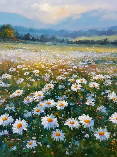 Daisy Meadow Landscape Print.