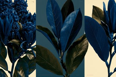 Blue Botanical Leaves Poster. poster