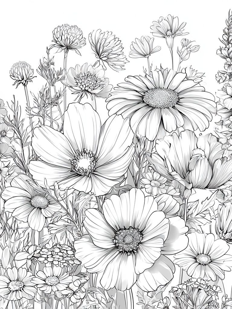 Wildflower Bouquet Botanical Print. poster detail