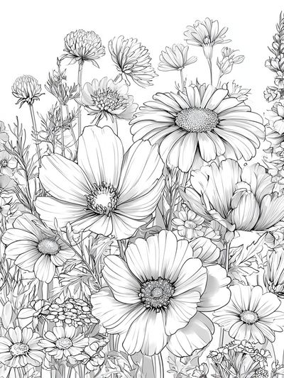 Wildflower Bouquet Botanical Print. poster