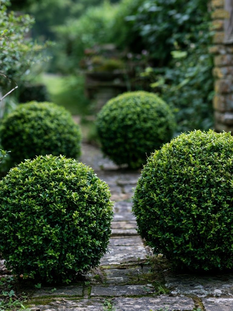 Boxwood Garden Path Poster. poster — botanical art