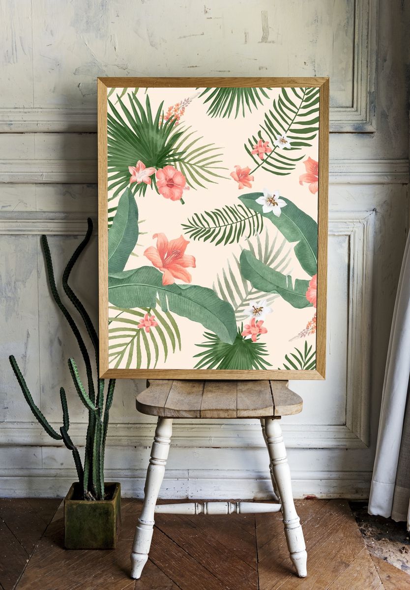 Tropical background palm leaves illustration room preview