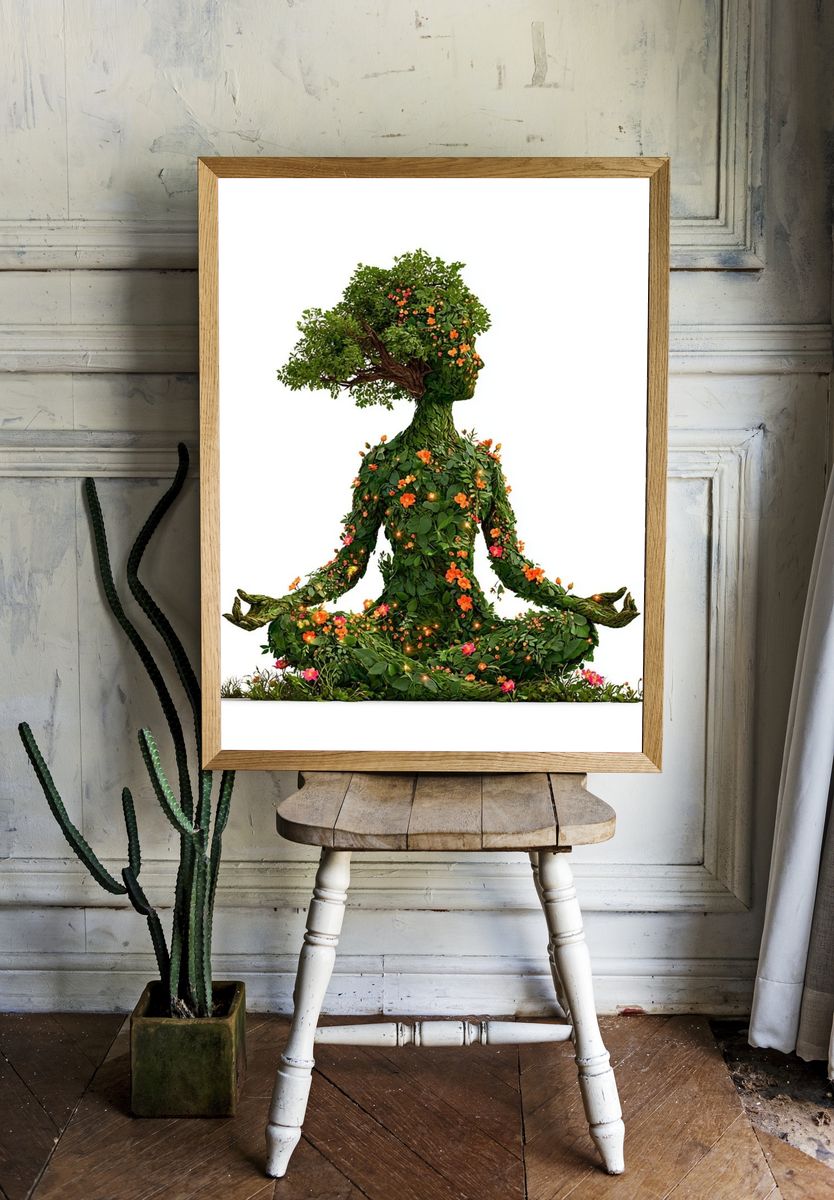 Botanical Meditation Illustration Poster. — room view 1