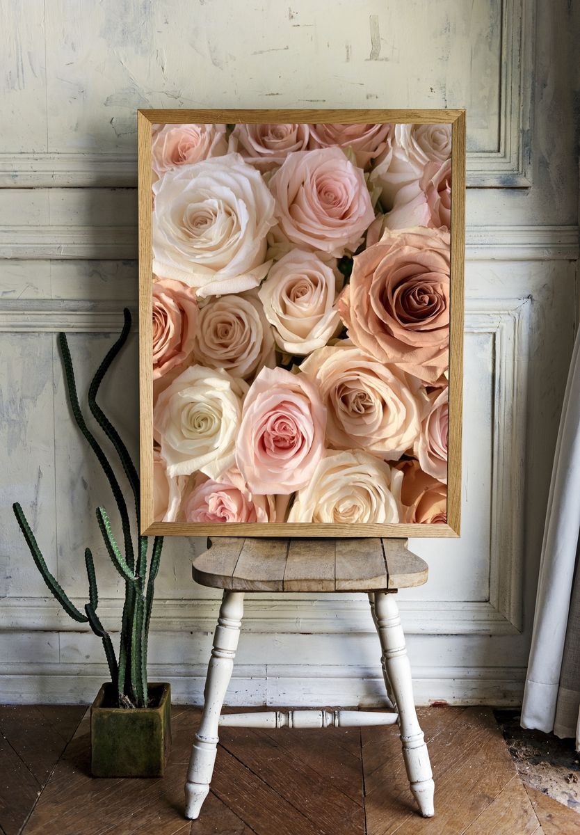 Blush Rose Bouquet Print. — room view 1