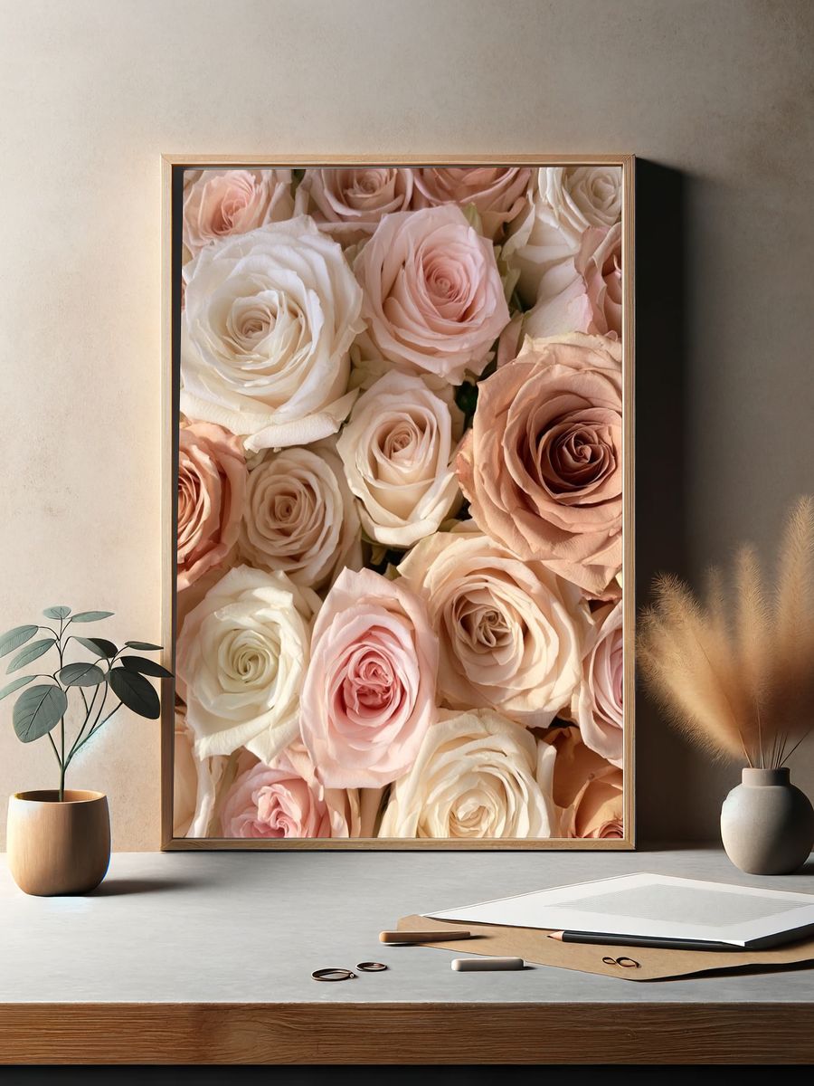 Blush Rose Bouquet Print. — room view 2