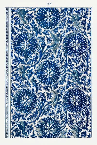 Blue floral pattern, Examples Chinese. poster print