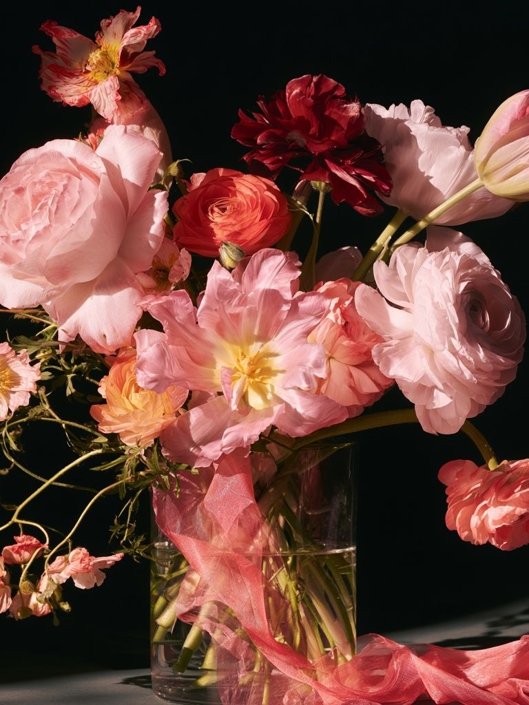 Pink Floral Still Life Poster. poster detail