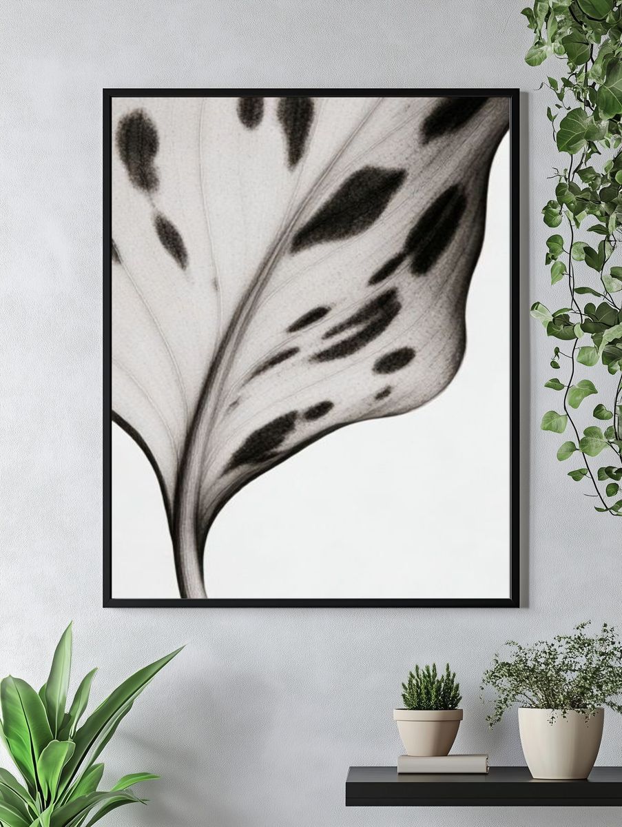 Monochrome Leaf Vein Botanical Print. — room view 4