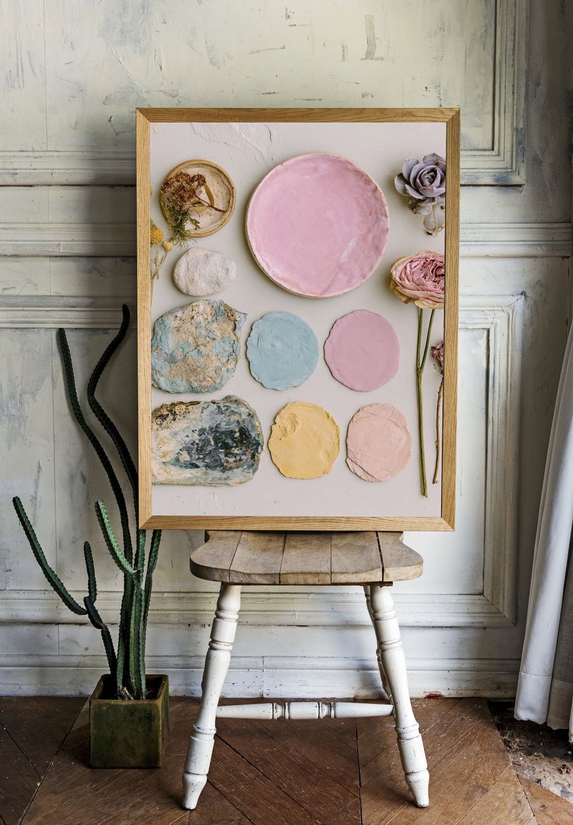 Pressed Flowers and Pastel Clay Poster. — room view 1