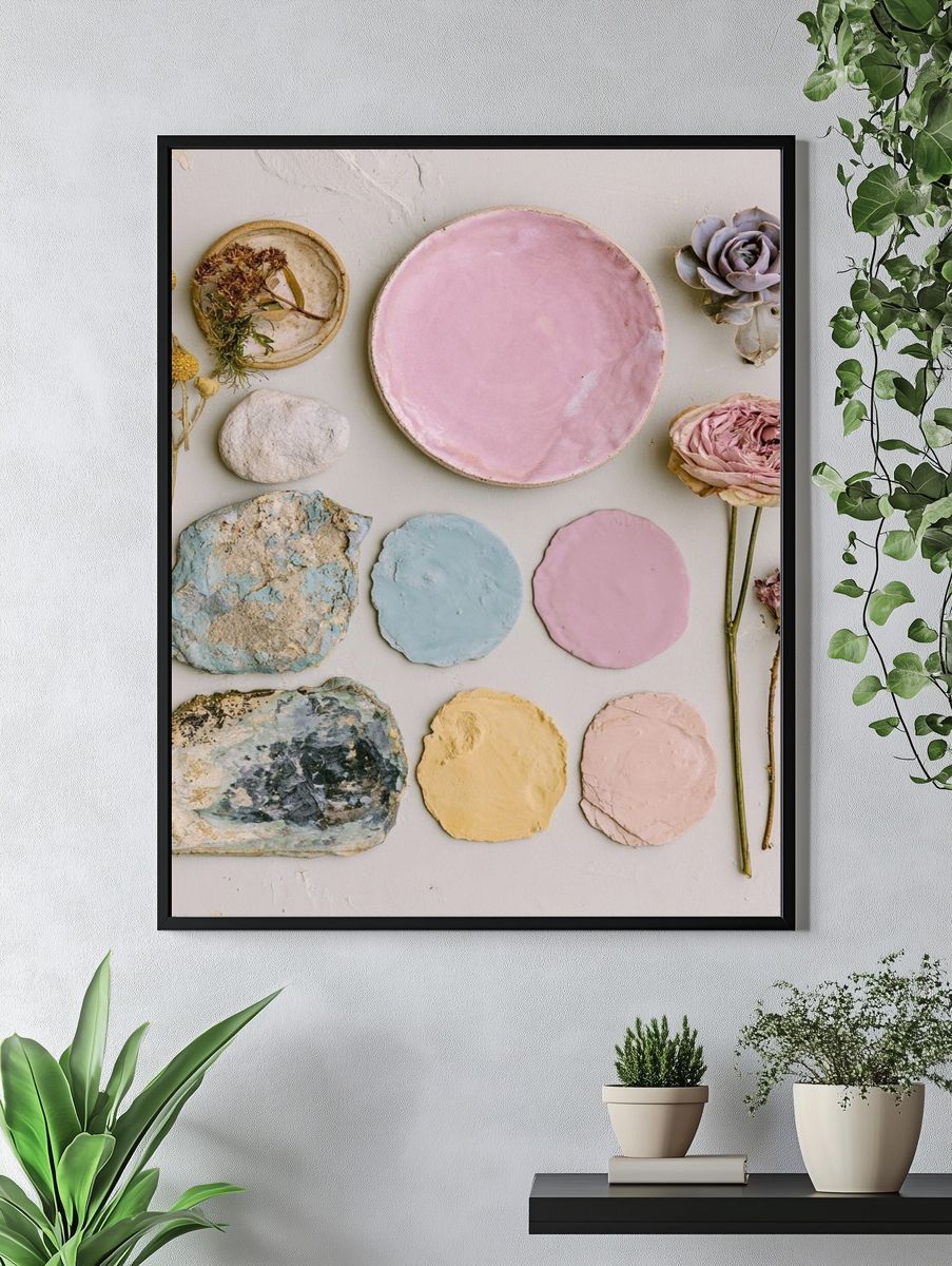 Pressed Flowers and Pastel Clay Poster. — room view 4