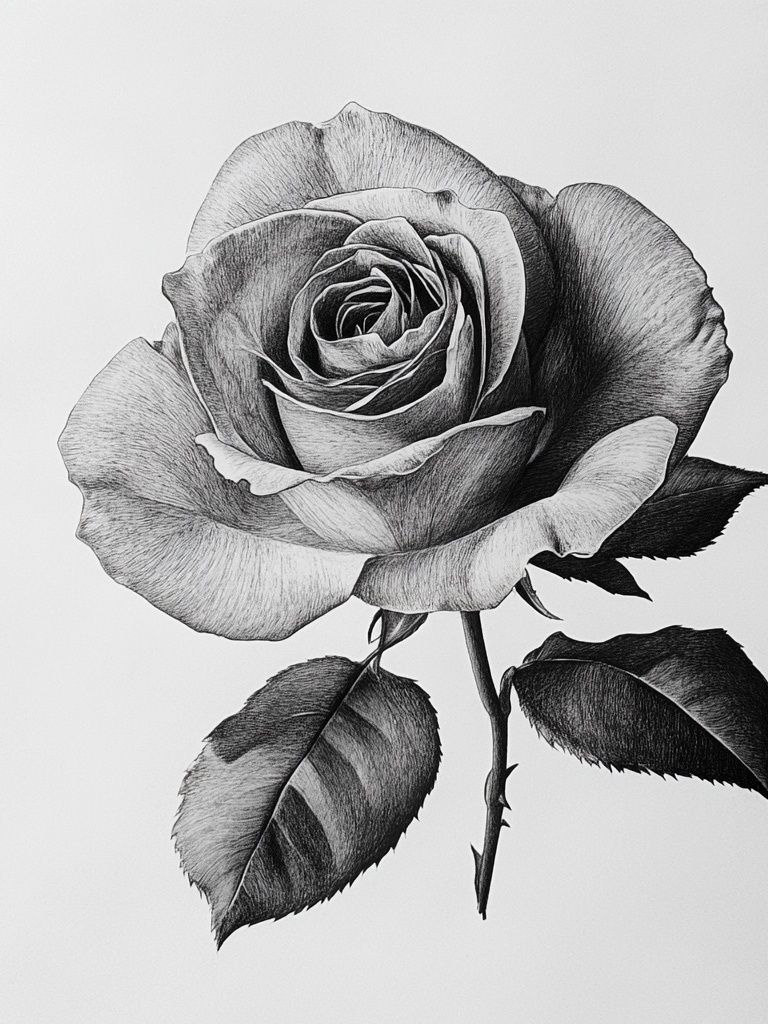Black and White Rose Botanical Print. poster — botanical art