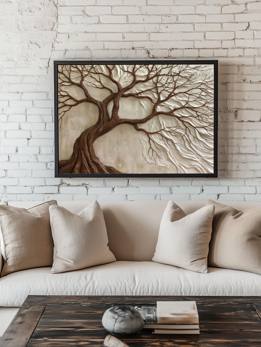 Textured Tree of Life Botanical Print. — room view 1