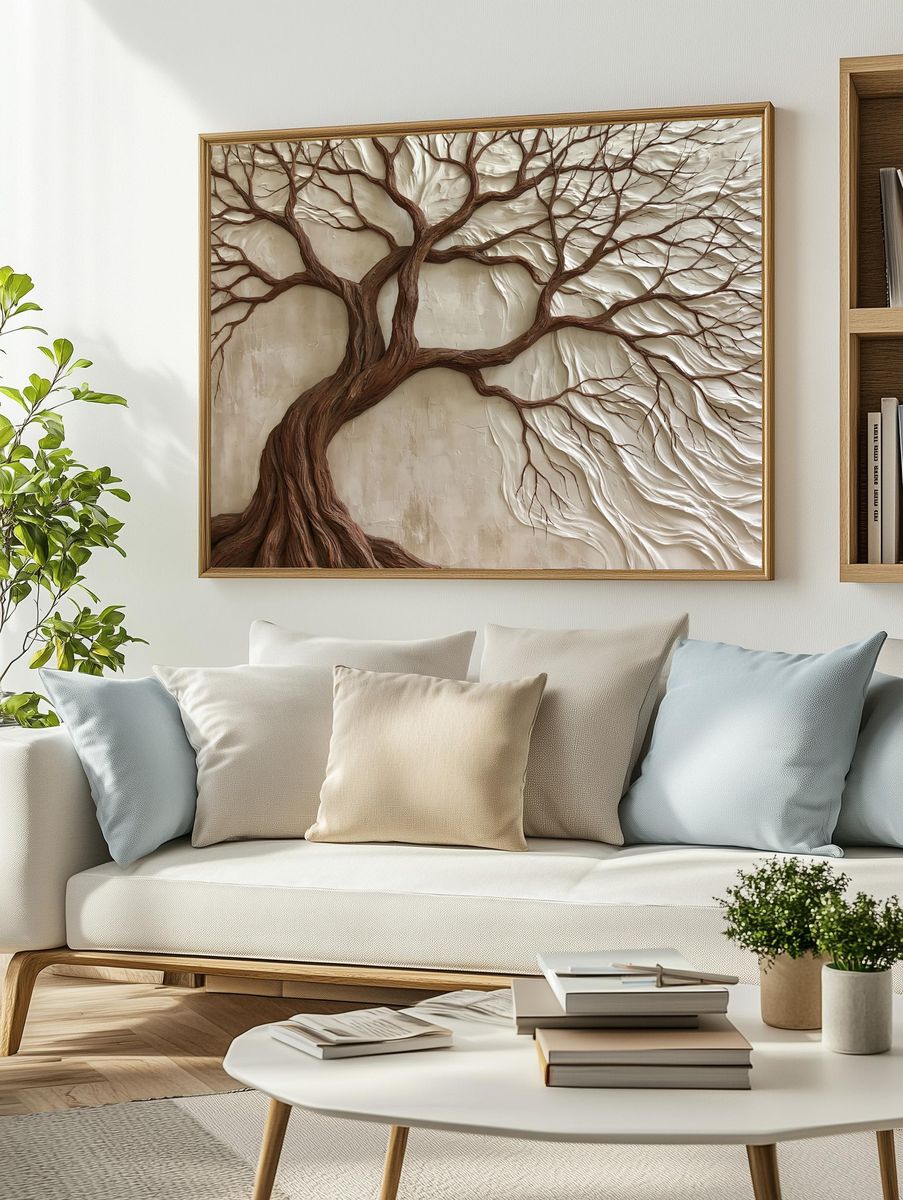 Textured Tree of Life Botanical Print. — room view 2
