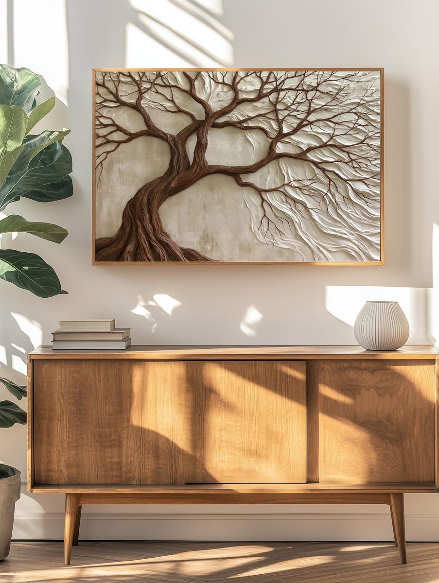 Textured Tree of Life Botanical Print. — room view 3