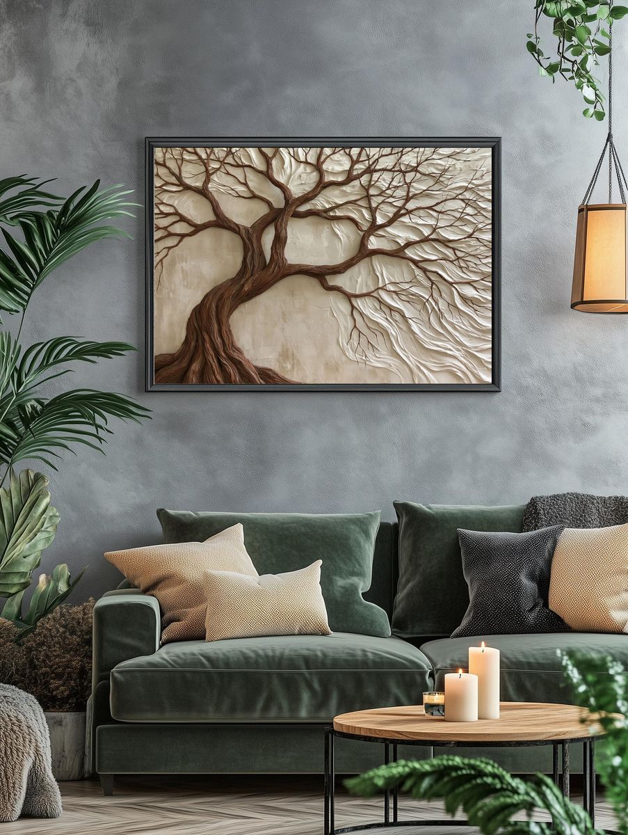 Textured Tree of Life Botanical Print. — room view 4