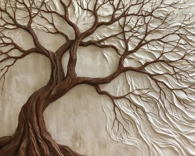 Textured Tree of Life Botanical Print. poster