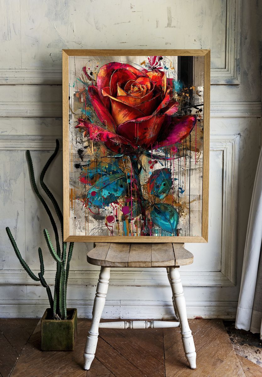 Abstract Rose Contemporary Print. — room view 1