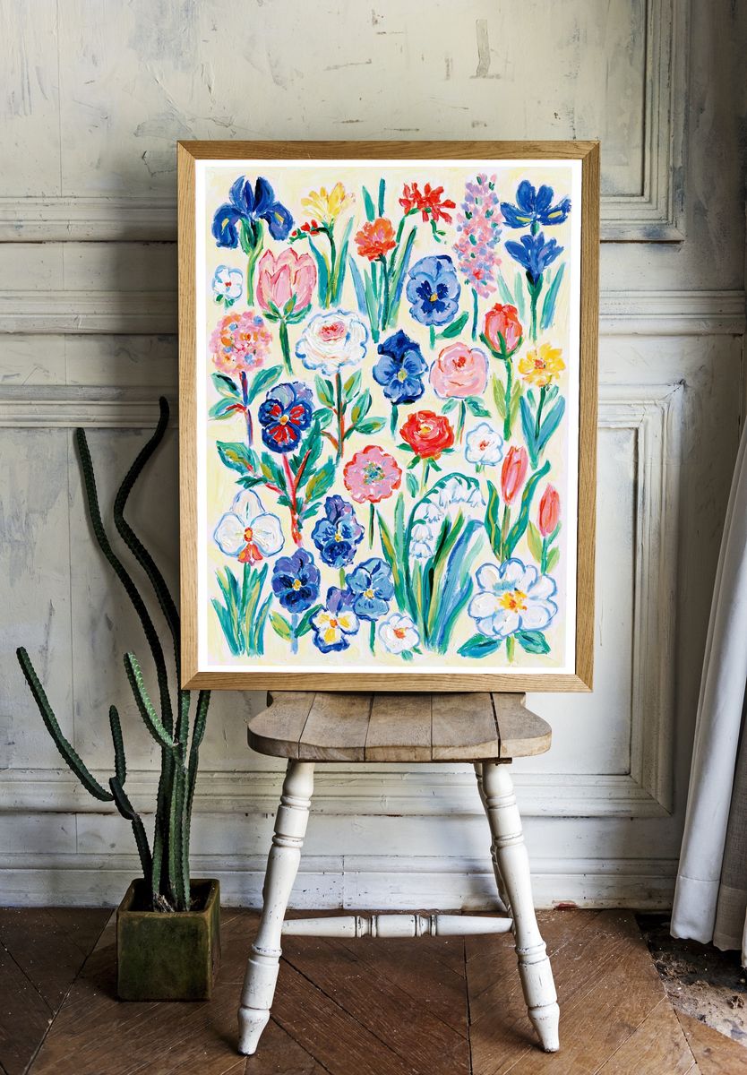Colorful Floral Garden Poster. — room view 1