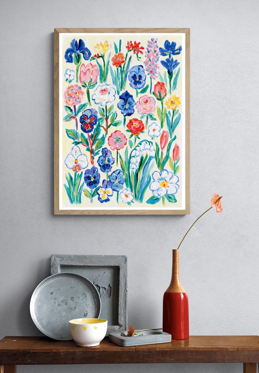Colorful Floral Garden Poster. — room view 3