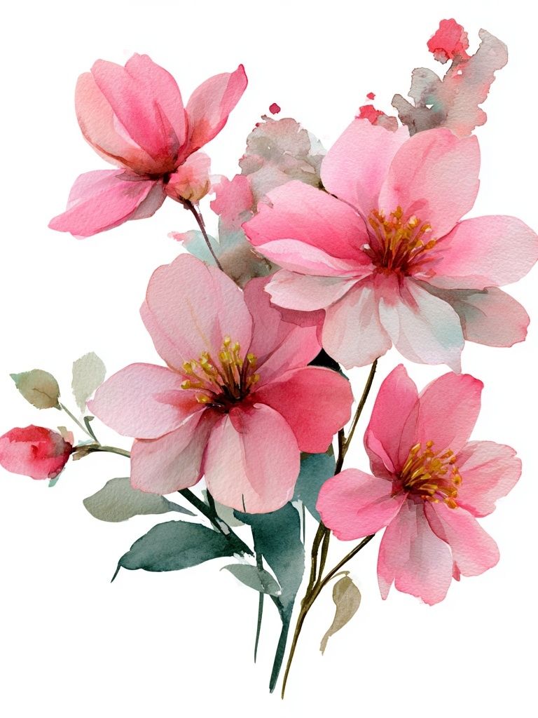 Pink Cherry Blossom Watercolor Poster. poster detail