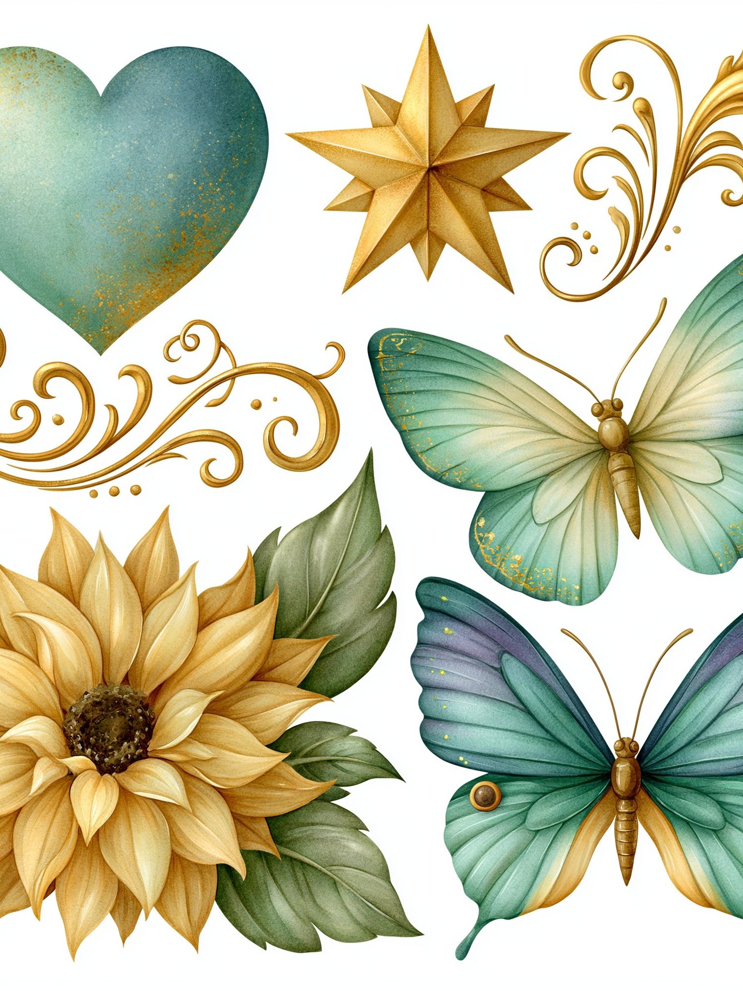 Botanical Gold Motifs Illustration Poster. poster detail