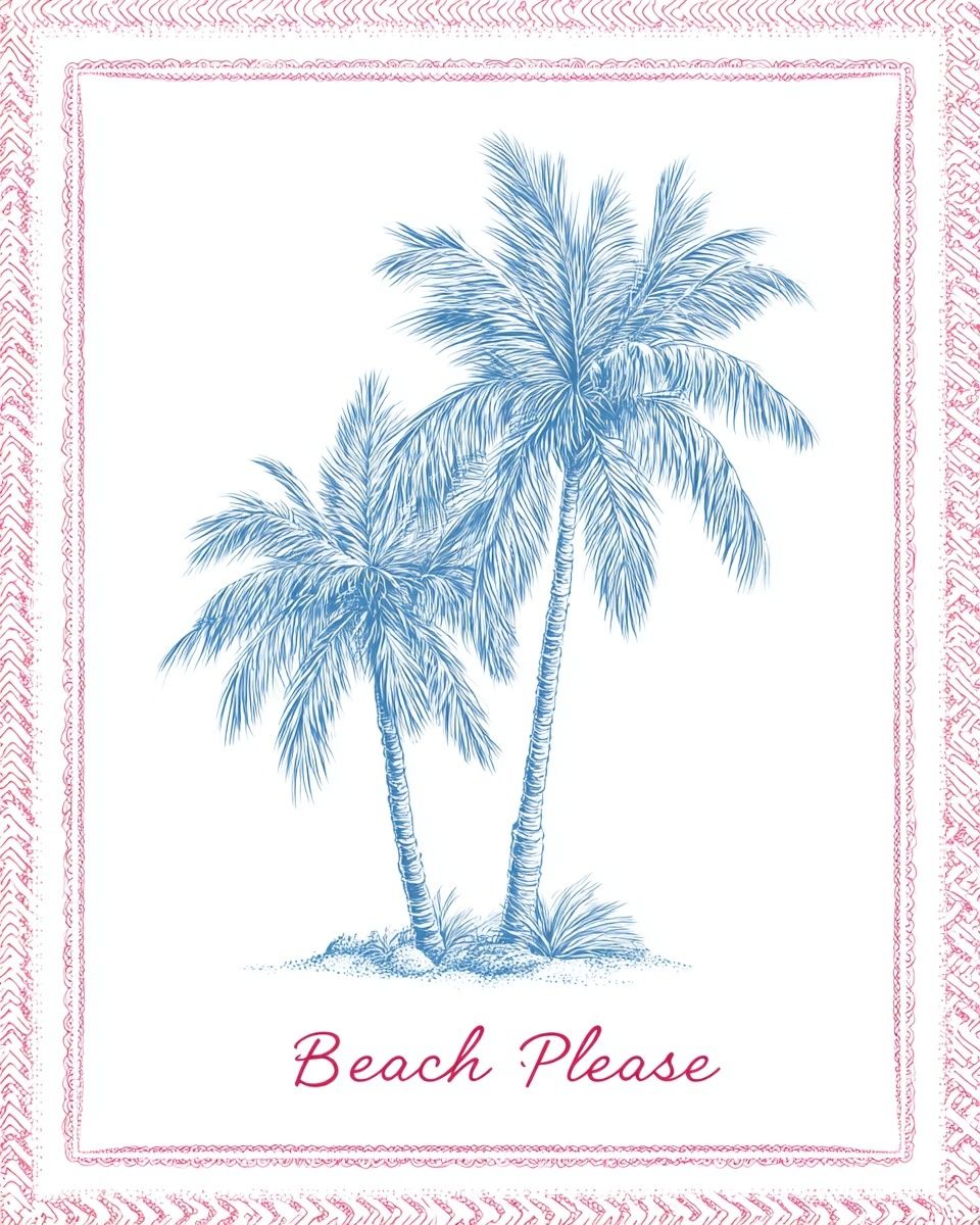 Beach Please Palm Tree Poster. poster — botanical art