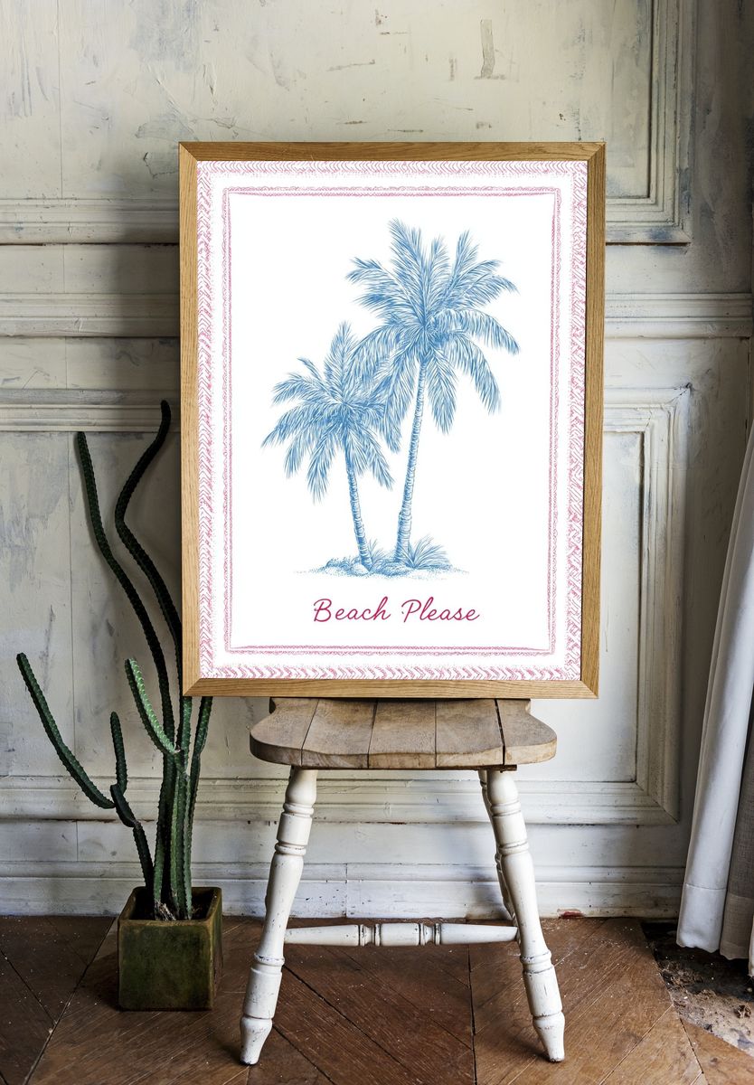 Beach Please Palm Tree Poster. — room view 1