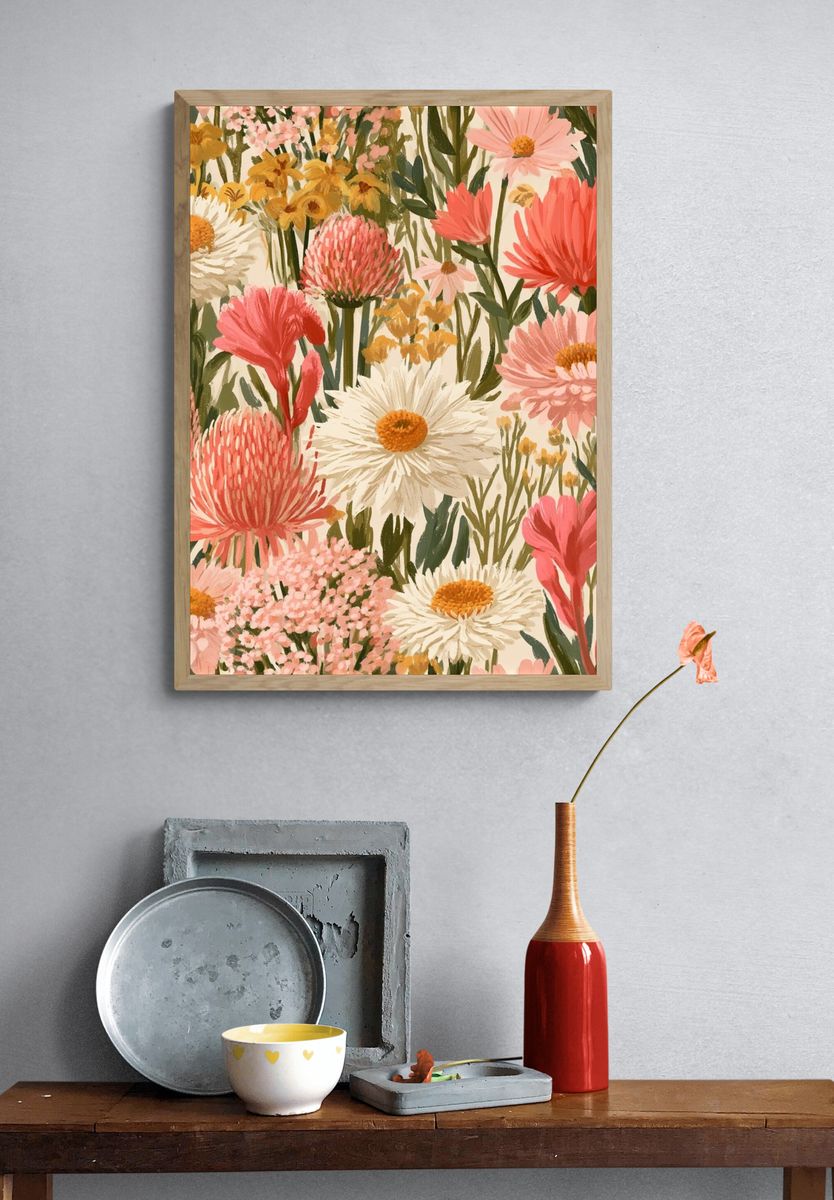 Wildflower Meadow Illustration Poster. — room view 3